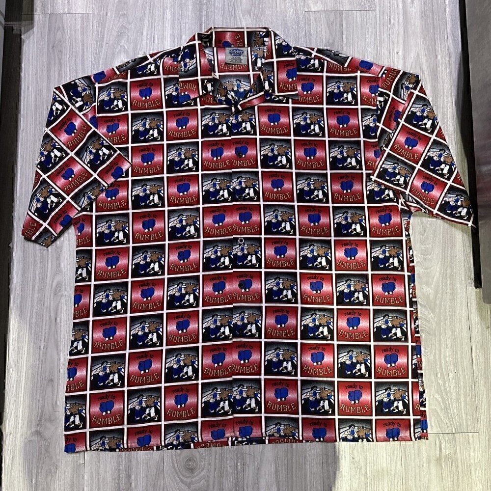 Buda Bean Button Up XXL Short Sleeve Vintage Ready to Rumble 100% Poly Shirt